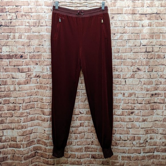 Lauren Ralph Lauren Velvet Drawstring Jogger Burgundy/Wine Super Soft XS - Picture 2 of 14